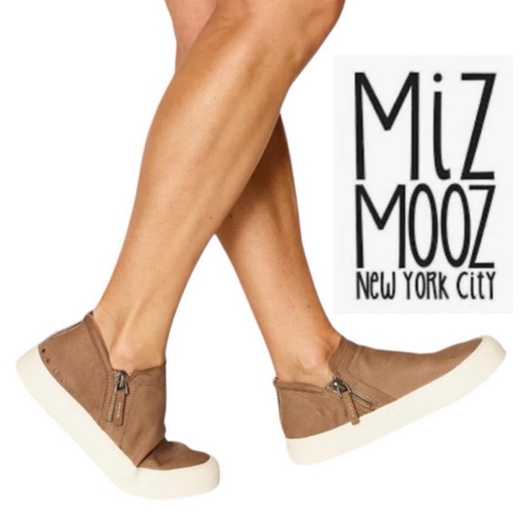Miz Mooz Arret Side Zip Taupe Leather Platform Sneaker Size 8.5 - Picture 16 of 16
